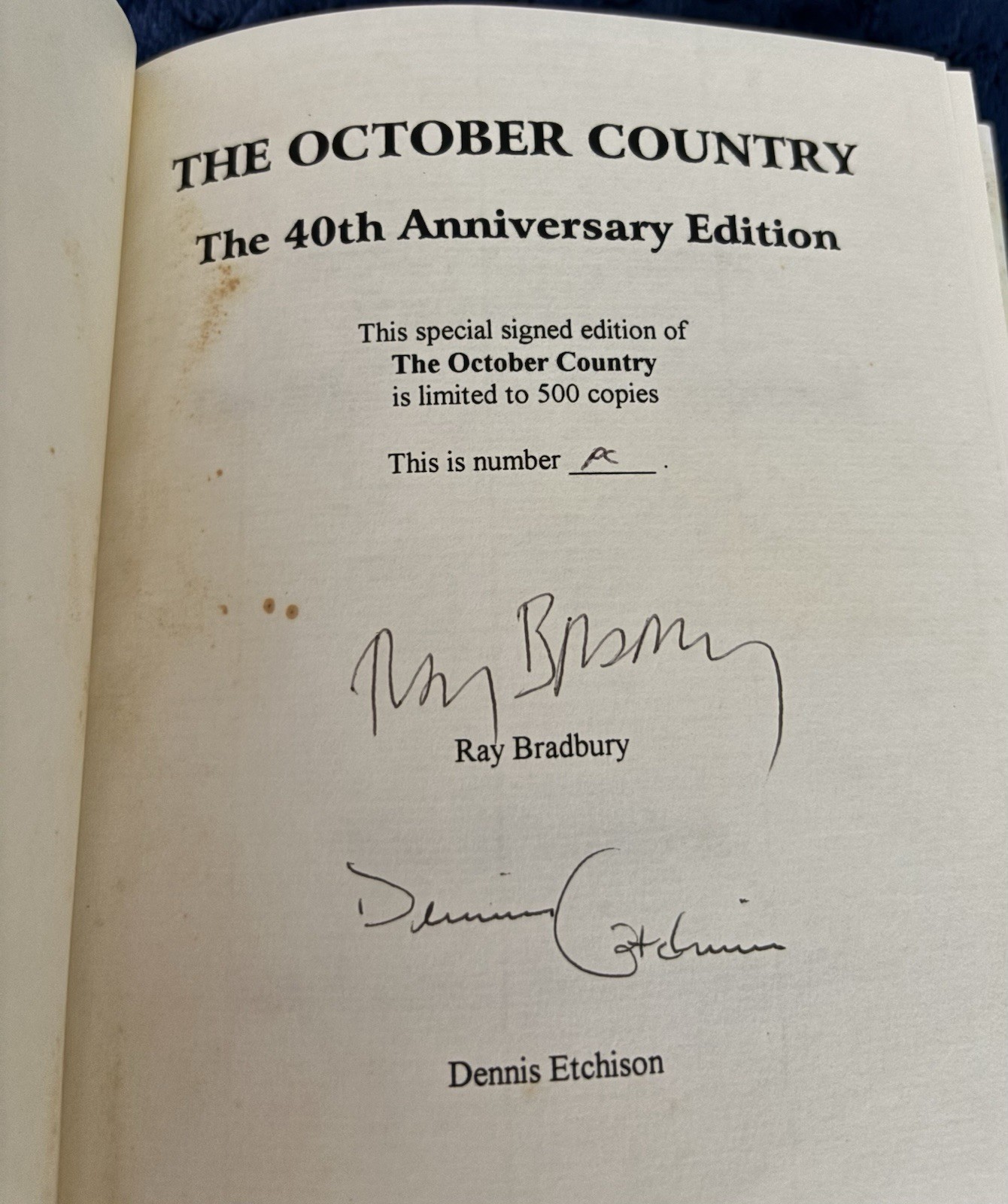Ray Bradbury: The October Country 40th Signed/ Numbered: PC of 500 & Xmas Card