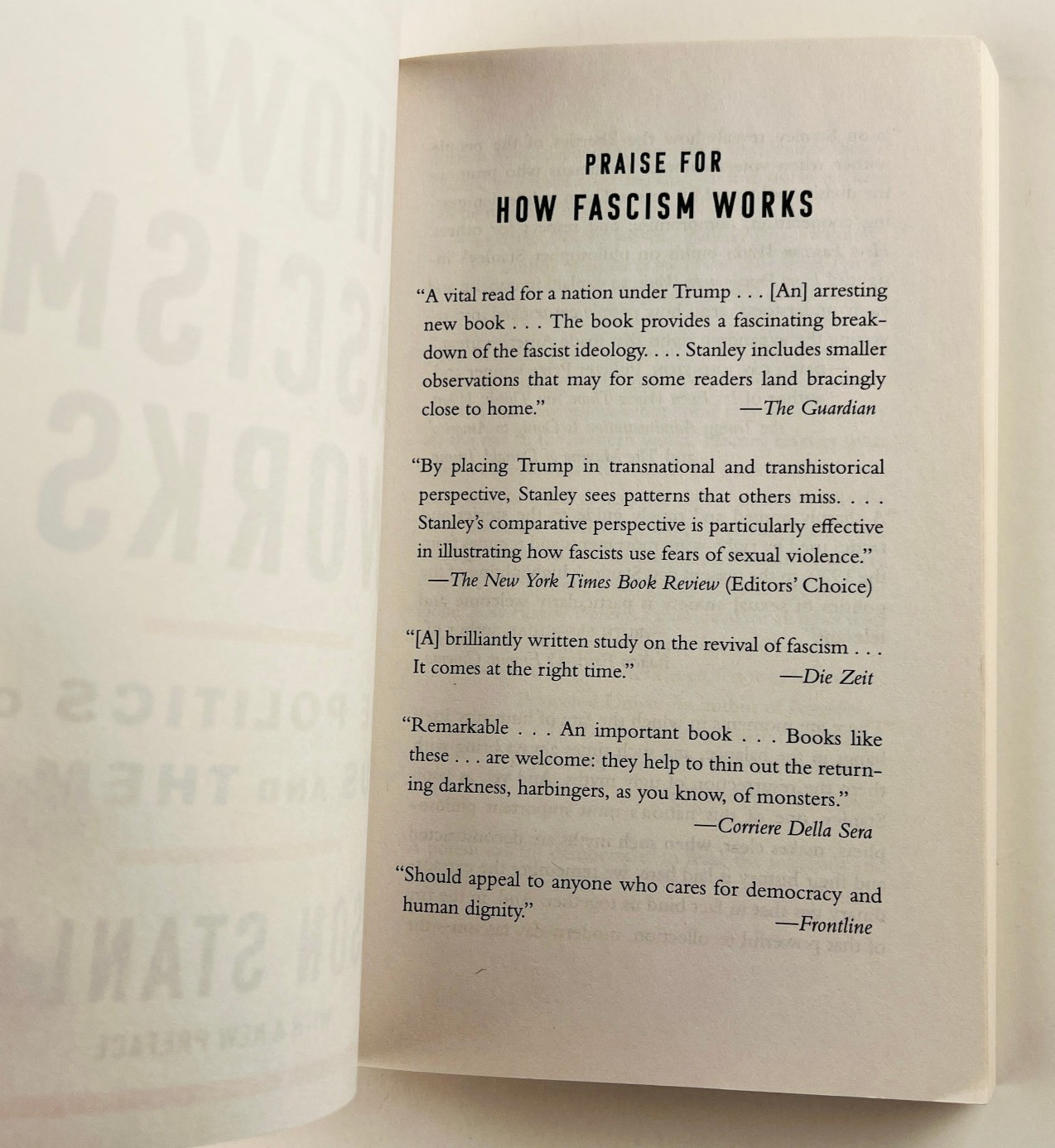 How Fascism Works Jason Stanley Trade Paperback 2020 Politics Us and Them