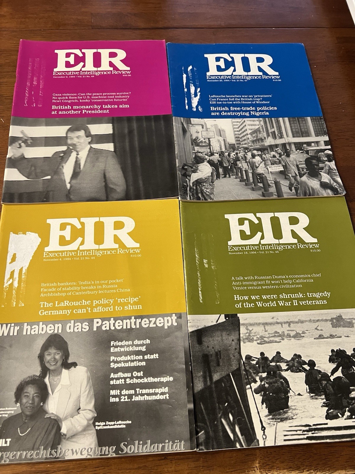 EIR Executive Intelligence Review 27 Issues 1994