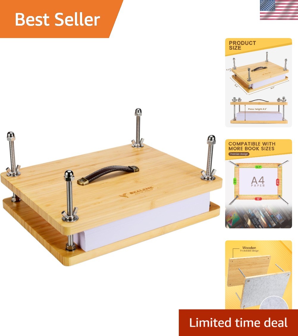 Handmade Book Press 14.7×11.4 in – Sustainable Wood Craft Tools for Bookbinding