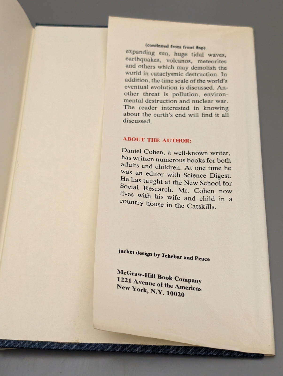 How the World Will End by Cohen, Daniel 1973 HCDJ SEE PICS
