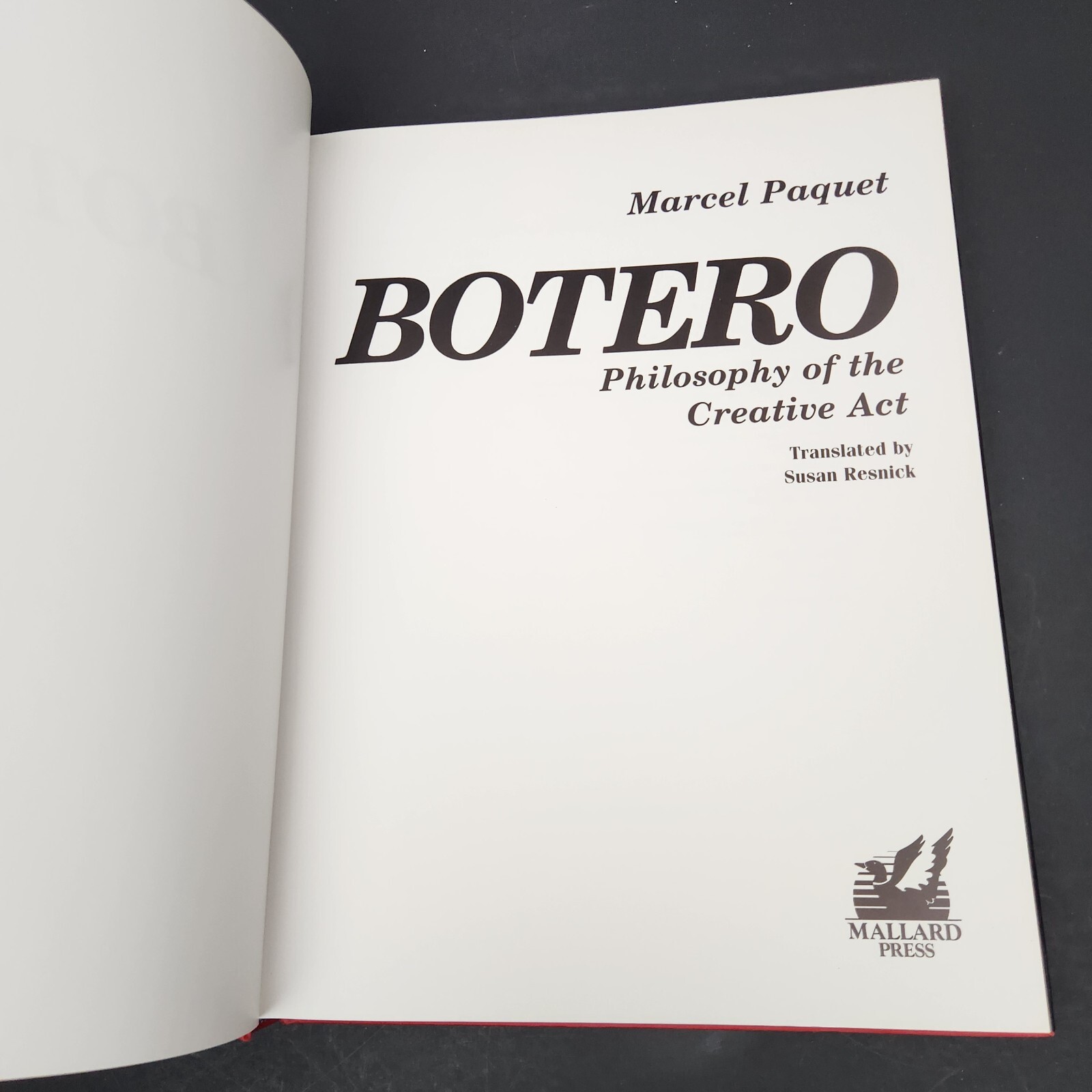 Marcel Paquet BOTERO Philosophy of the Creative Act 1992 Artist Monograph