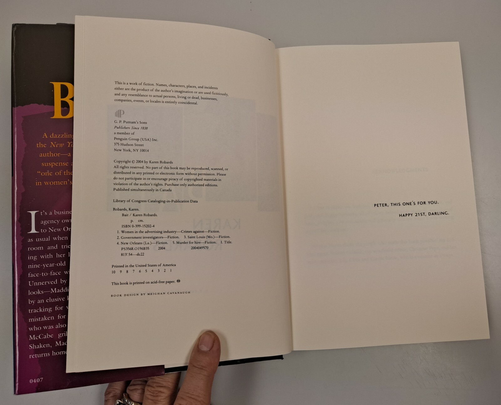 Bait by Karen Robards, 2004 (1st Printing), HC w/DJ, 372 pages