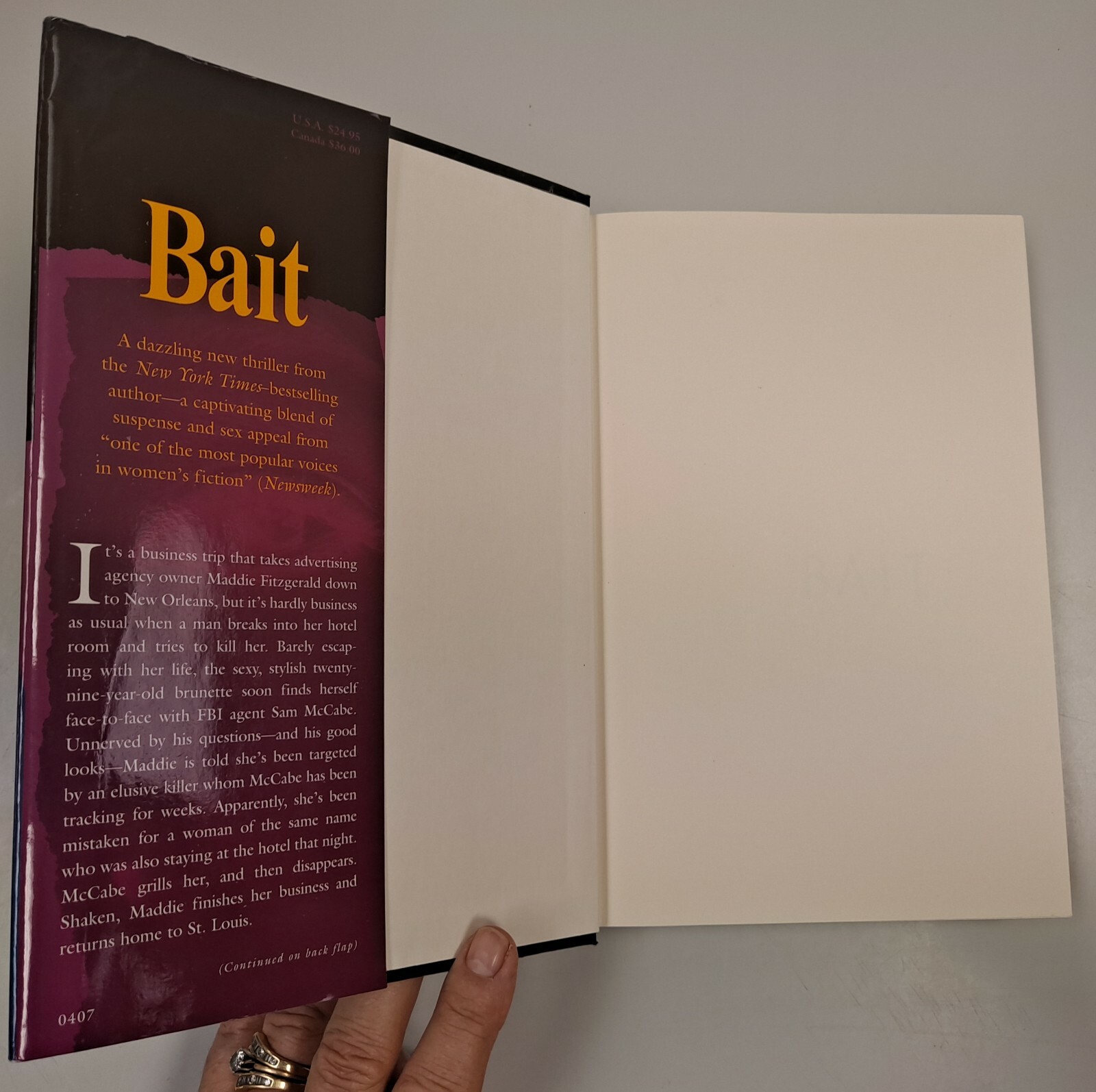 Bait by Karen Robards, 2004 (1st Printing), HC w/DJ, 372 pages
