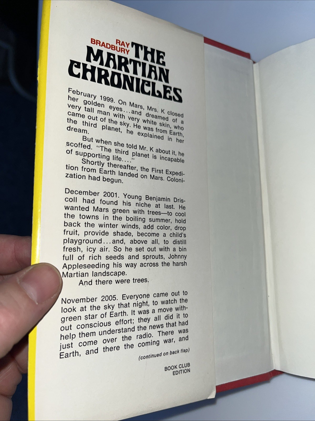 Ray Bradbury, The Martian Chronicles. 1958 Book Club Edition. HC/DJ. FINE!
