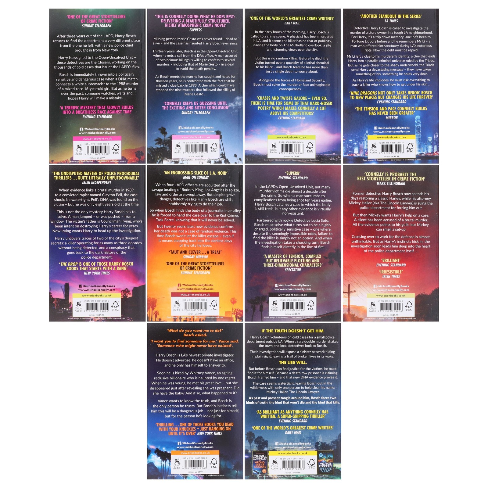 Harry Bosch Series (Book 11-20) 10 Books Collection Set – Fiction – Paperback