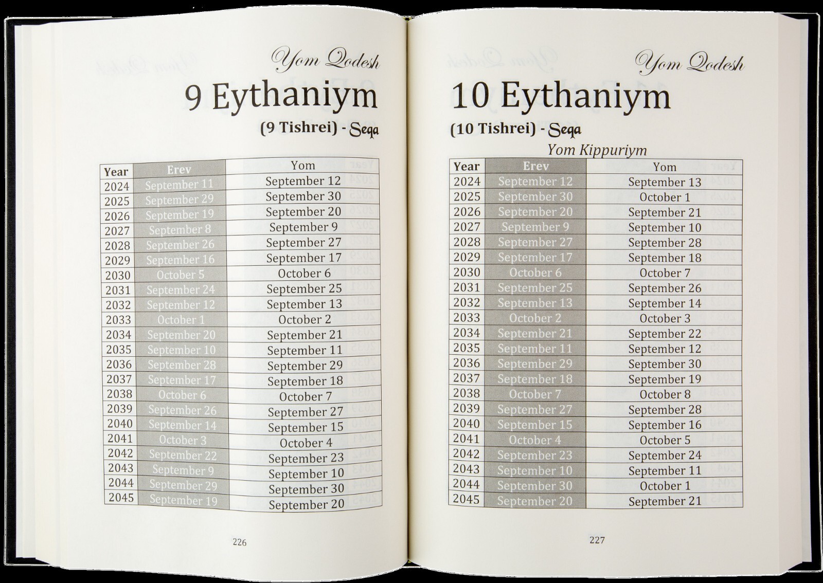 Cepher – Yom Qodesh: Hebraic Calendar
