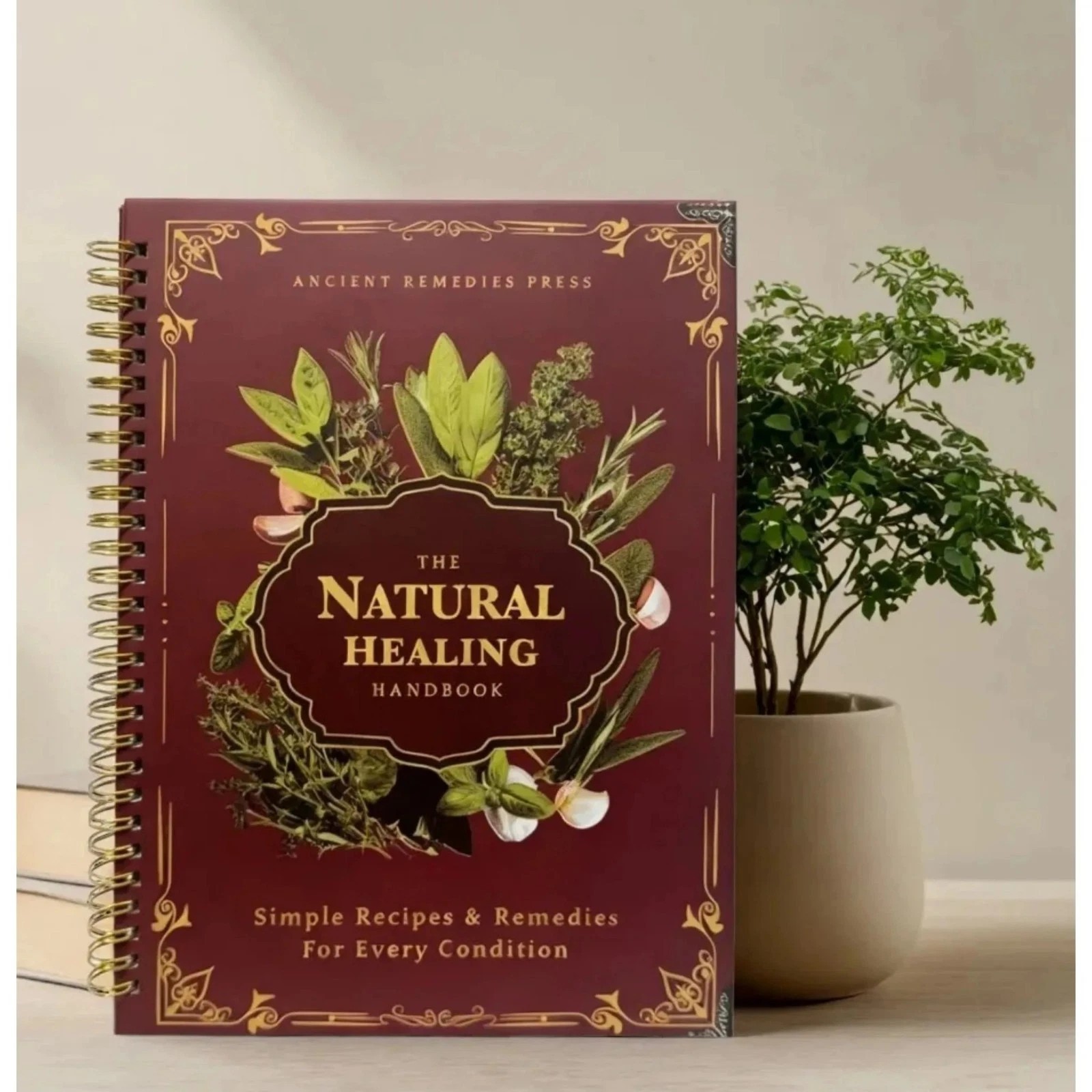 The Natural Healing Handbook, Spiral-Bound Guide For Herbal Remedies And Natural