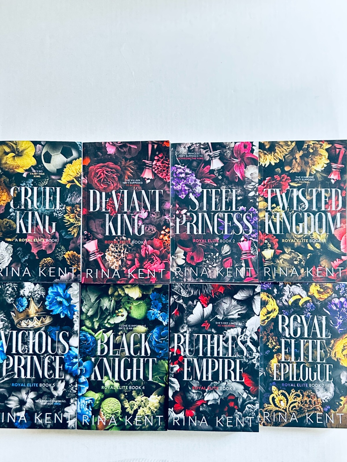 Lot of 8 .. Complete Set Royal Elite Series (Trade Paperbacks) by Rina Kent OOP