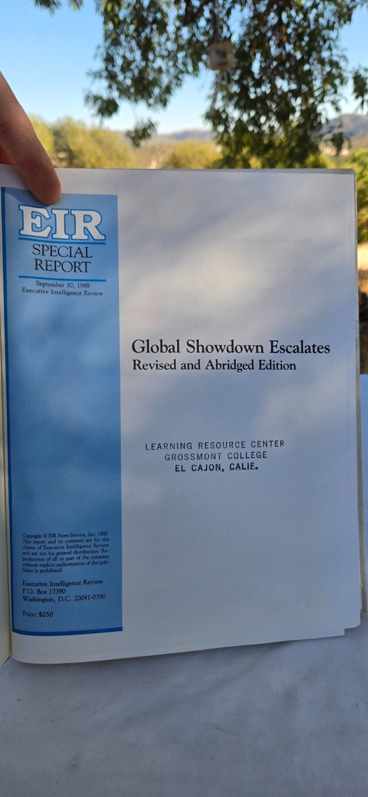 EIR Special Report Global Showdown Escalates Revised Abridged Sept 1988 HC ExLib